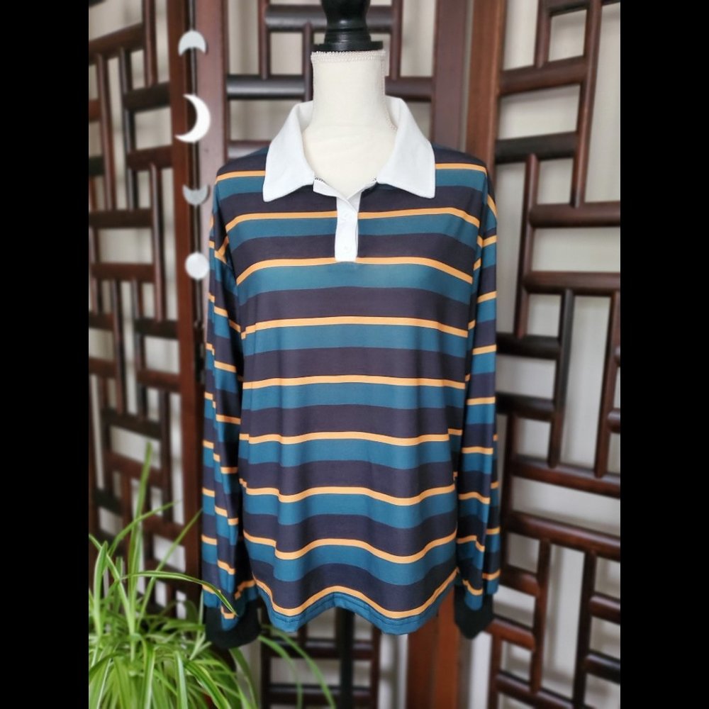 NWT Long Sleeve Stripe Rugby Shirt (Unisex Size L,  8/10)